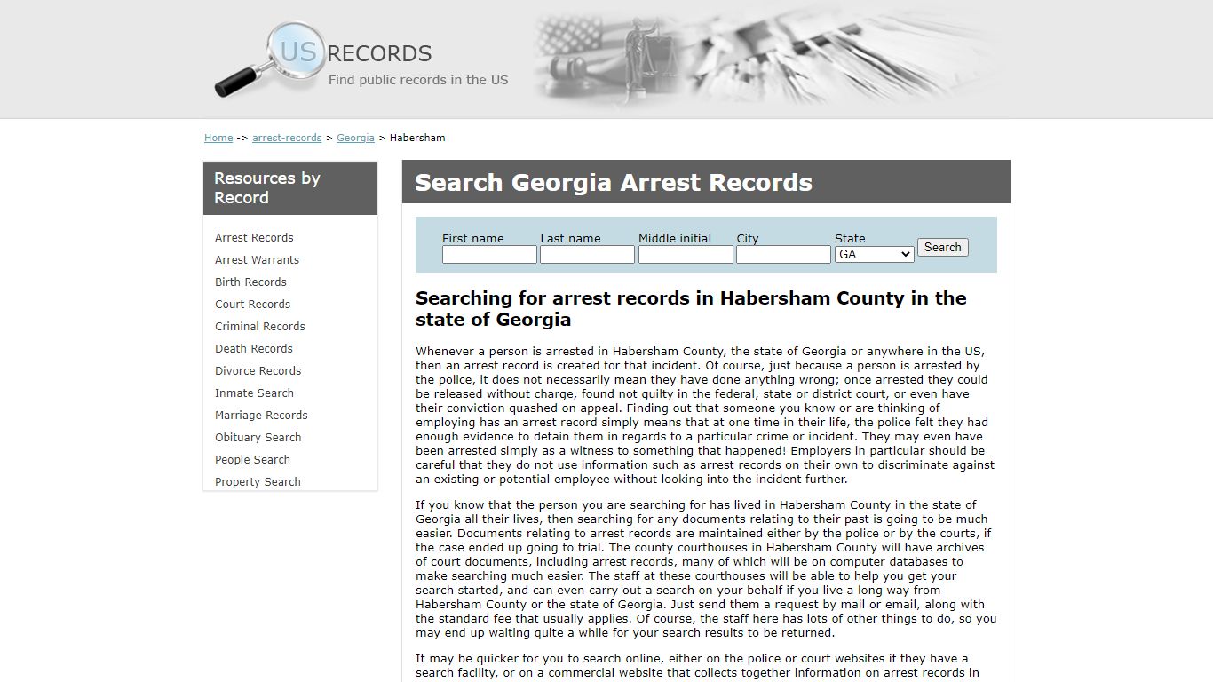 Search Arrest Records Habersham Georgia | US Records