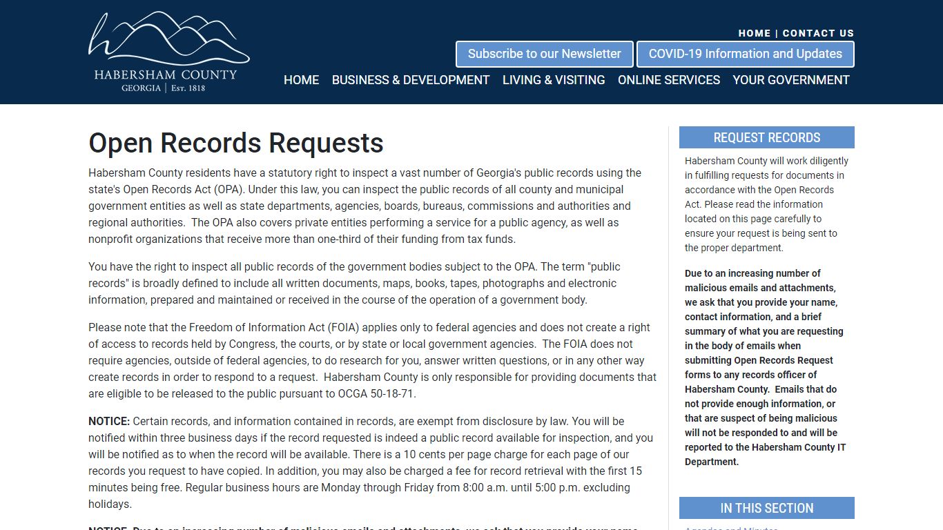 Open Records Requests - Habersham County