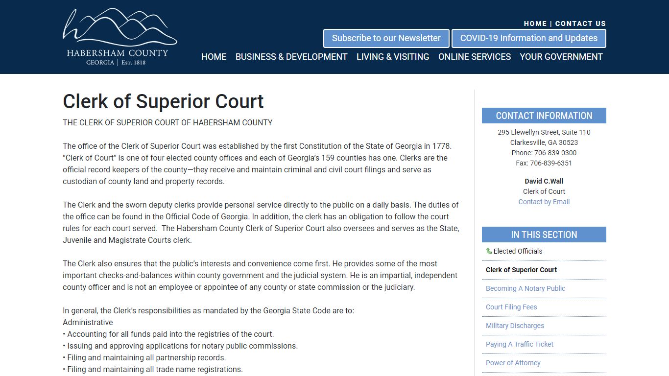 Clerk of Superior Court - Habersham County